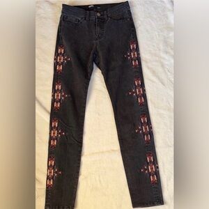 Zara black Skinny Jeans with Red Pattern